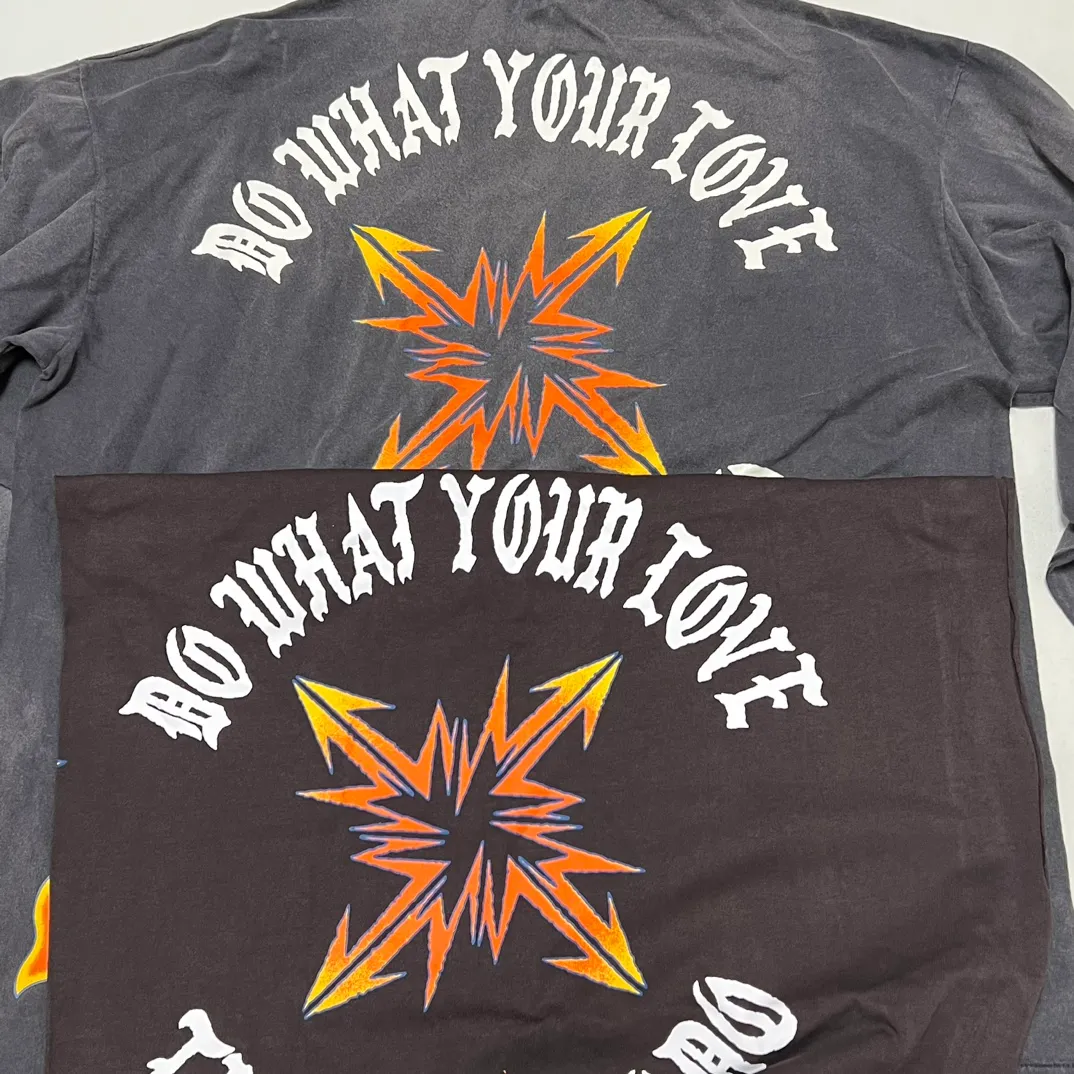 Printing proofing SAINT Mxxxxxx M/AFTER LS_TEE/BLACK flame arrow letter M retro old long tee washed black S-XL